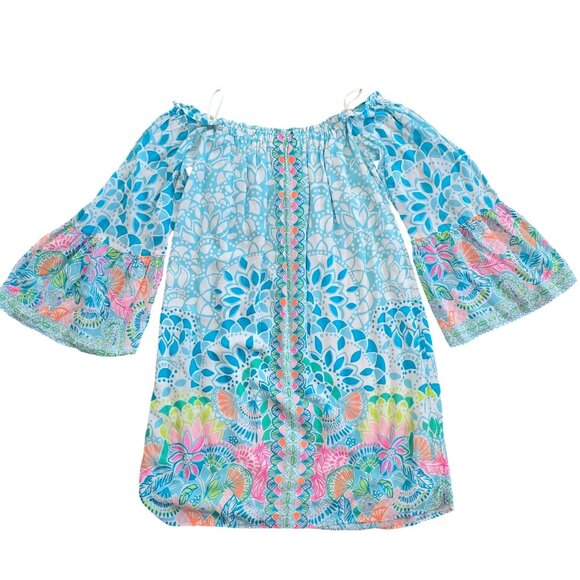 Lilly Pulitzer Nevie Caribbean Citrus Dress Off-The-Shoulder Dress Size Small - Picture 2 of 9